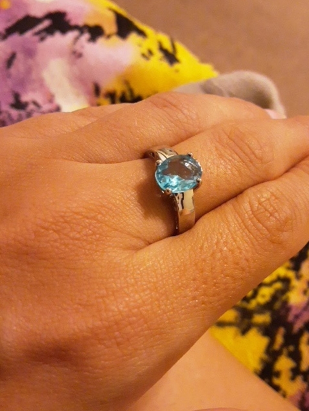 NWT Aquamarine Solitare 925 Sterling Silver Ring